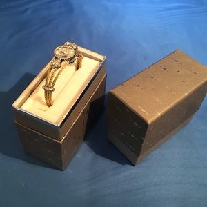New cuff bracelet, gold tone w/ CZ, in gift box